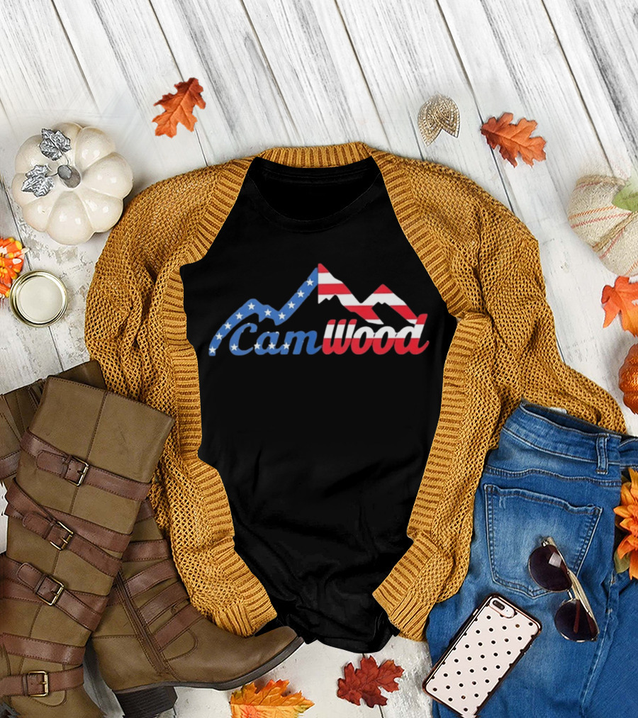 CamWood American Flag Mountain Baseball Training USA Stars And Stripes T-Shirt