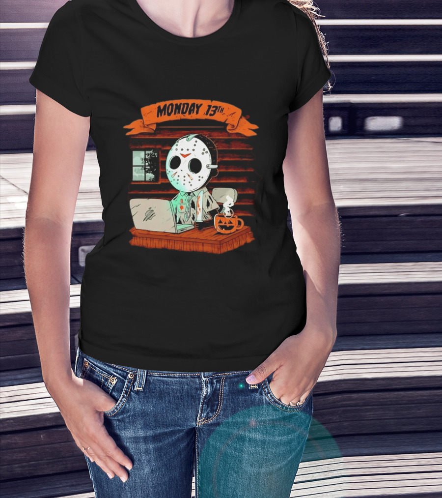 Jason Voorhees Monday 13th Office Work Halloween Horror Movie T-Shirt