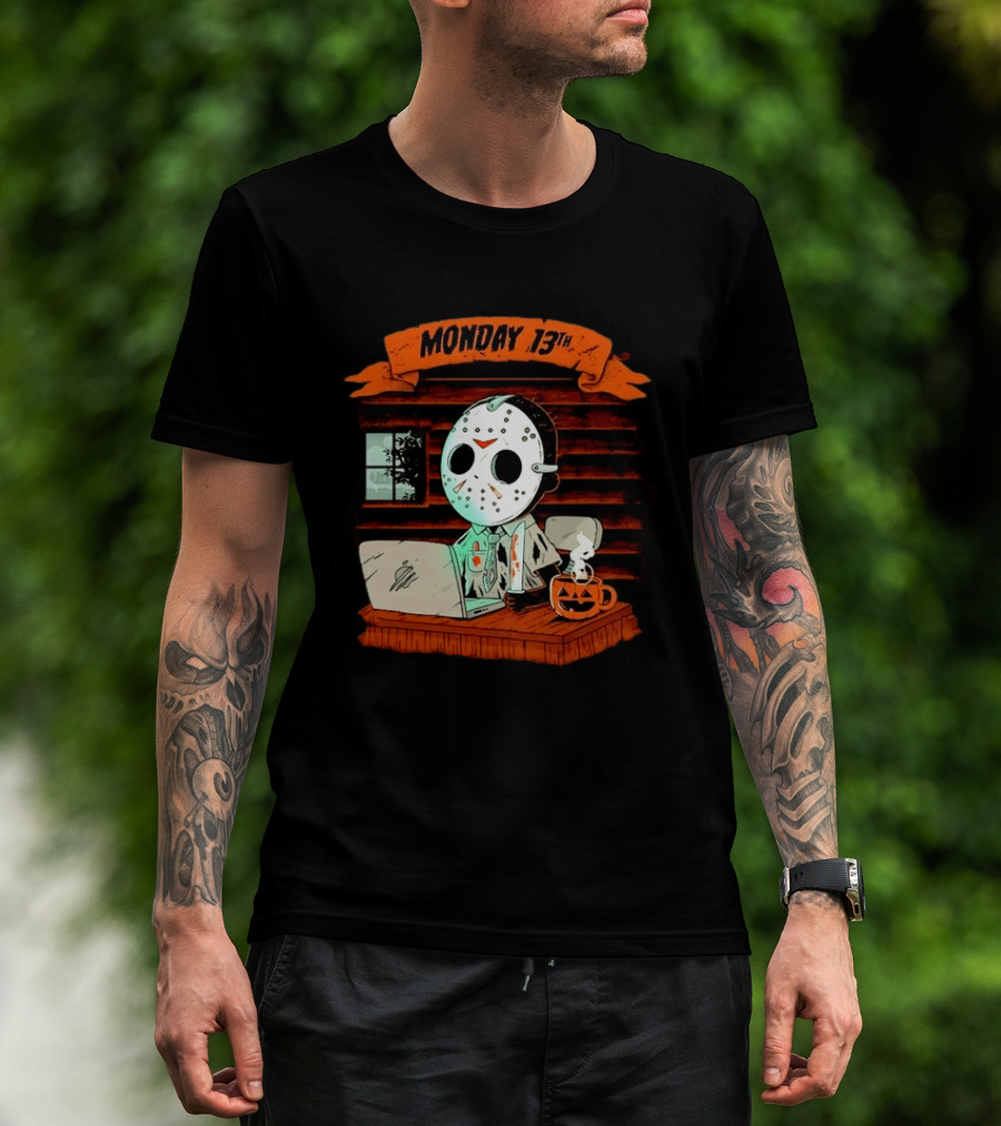 Jason Voorhees Monday 13th Office Work Halloween Horror Movie T-Shirt