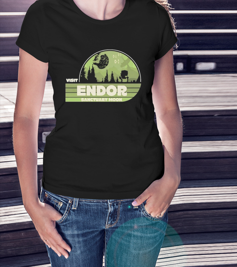 Visit Endor Sanctuary Moon Star Wars Retro Sci Fi Scene T-Shirt