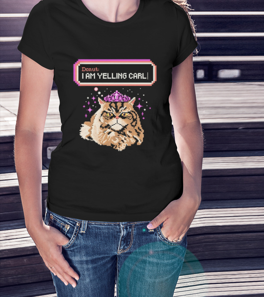 Donut The Cat I Am Yelling Carl Pixel Art Meme T-Shirt
