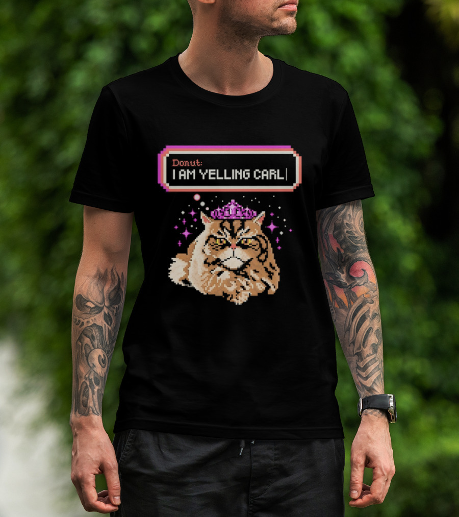Donut The Cat I Am Yelling Carl Pixel Art Meme T-Shirt