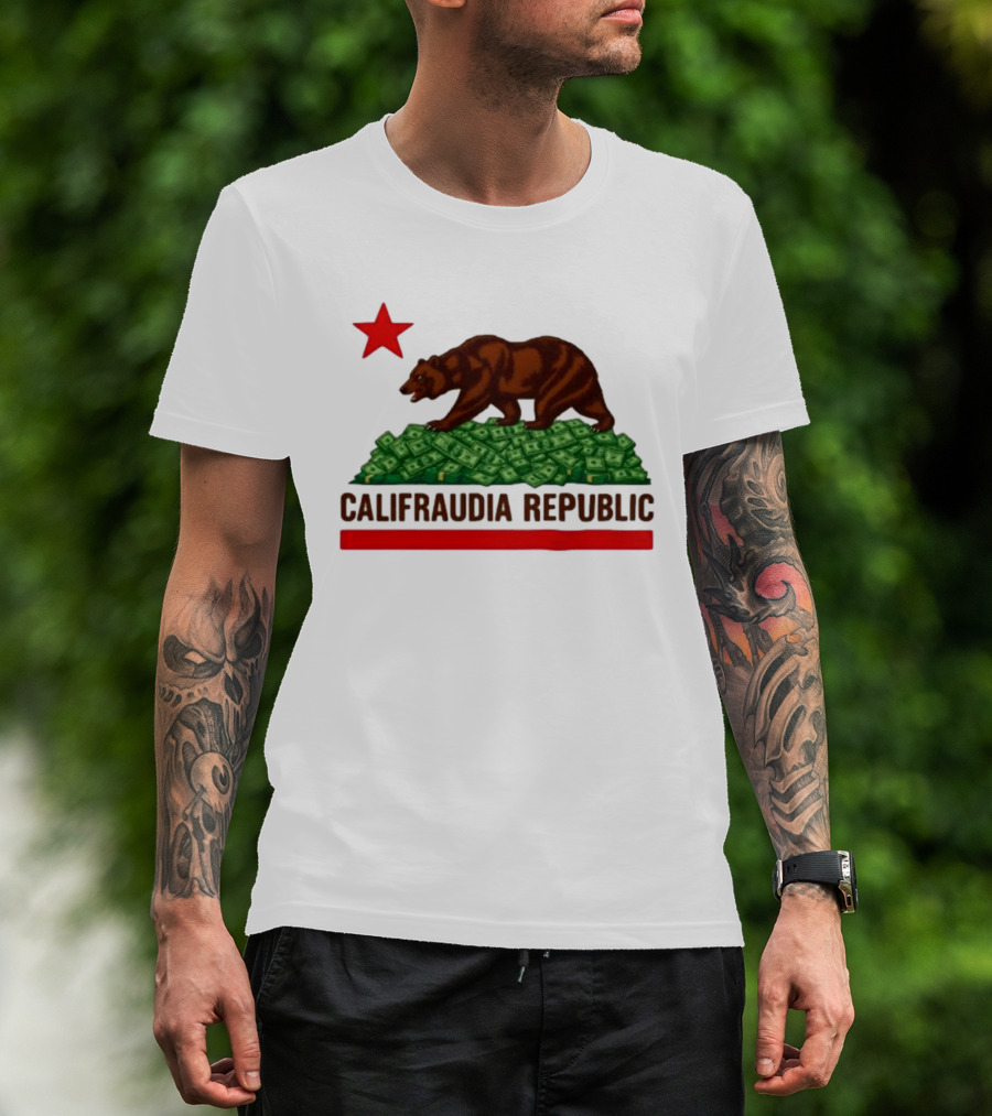 CalifraudIA Republic Bear On Money With Red Star T-Shirt