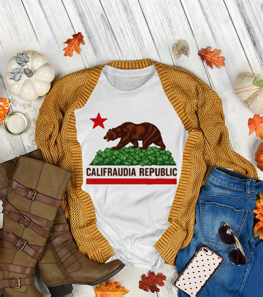 CalifraudIA Republic Bear On Money With Red Star T-Shirt