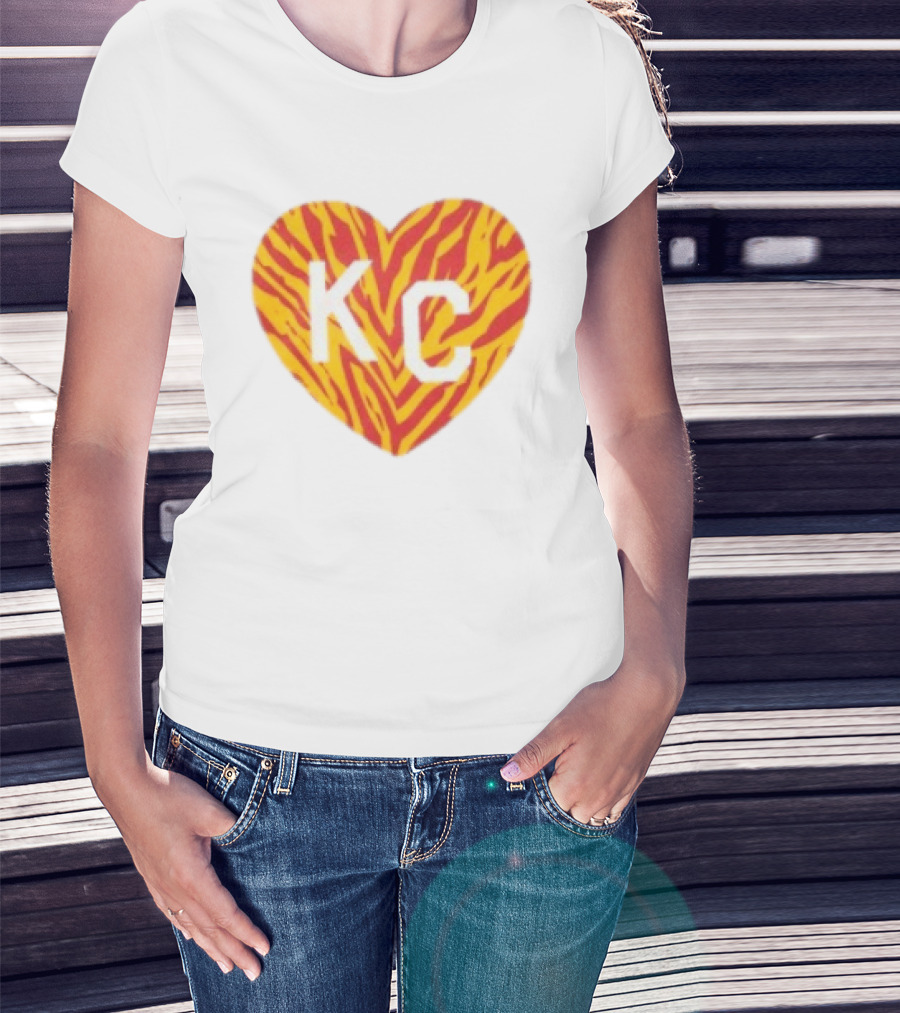 Made In KC Red Yellow Stripes Heart Charlie Hustle T-Shirt
