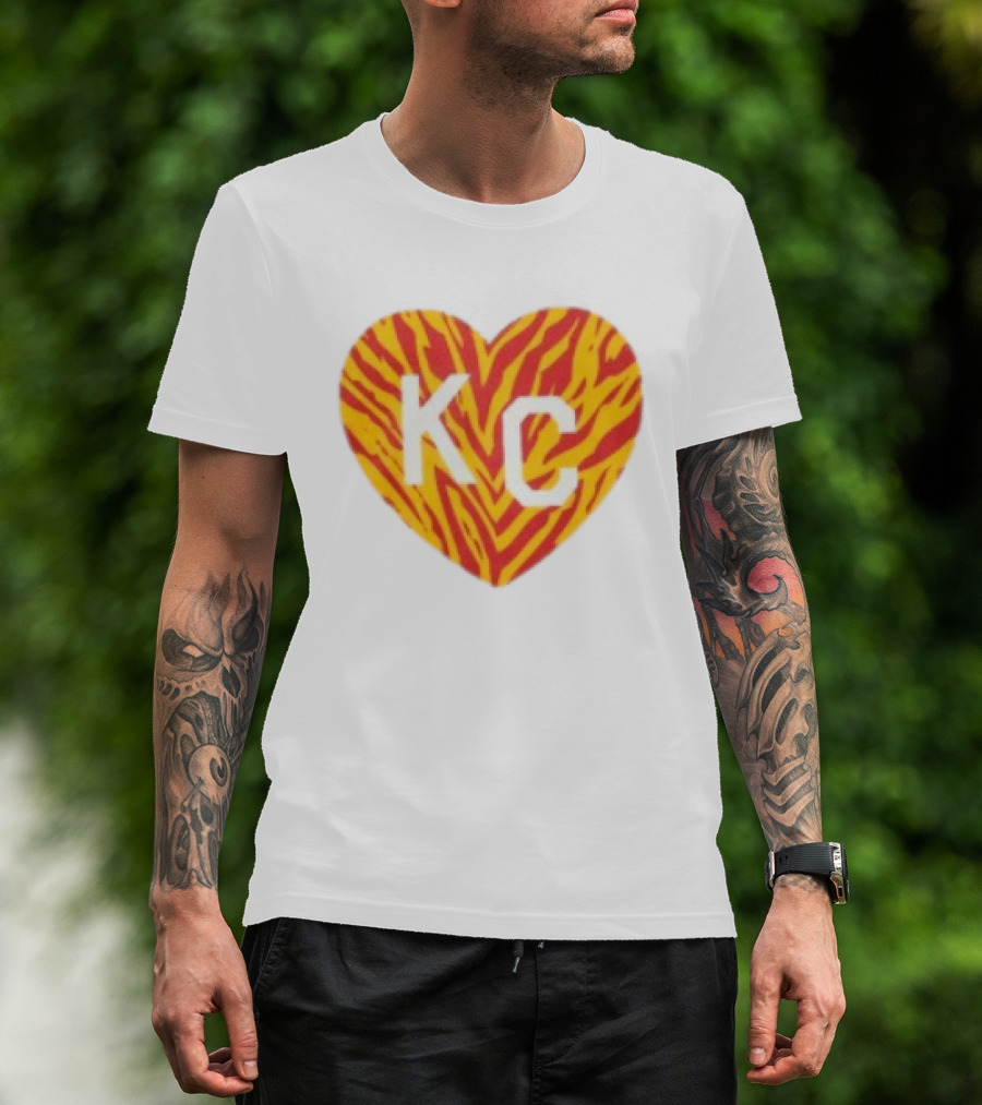 Made In KC Red Yellow Stripes Heart Charlie Hustle T-Shirt