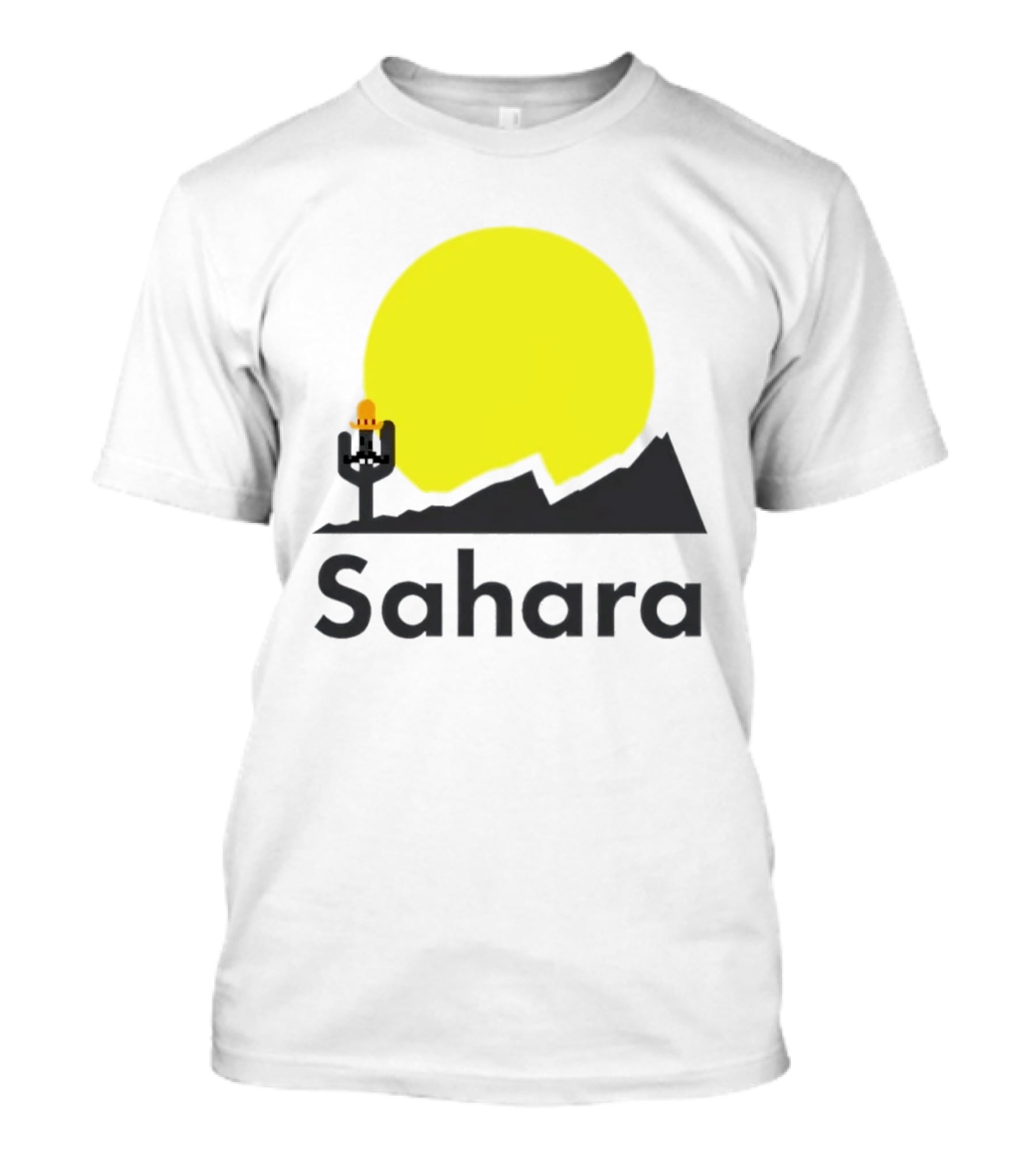 Sahara Desert Cactus Pixel Art With Sombrero Sunset Scene T-Shirt
