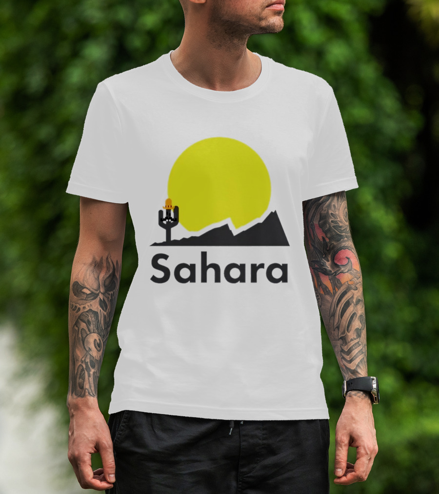 Sahara Desert Cactus Pixel Art With Sombrero Sunset Scene T-Shirt