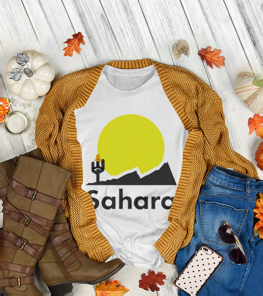 Sahara Desert Cactus Pixel Art With Sombrero Sunset Scene T-Shirt