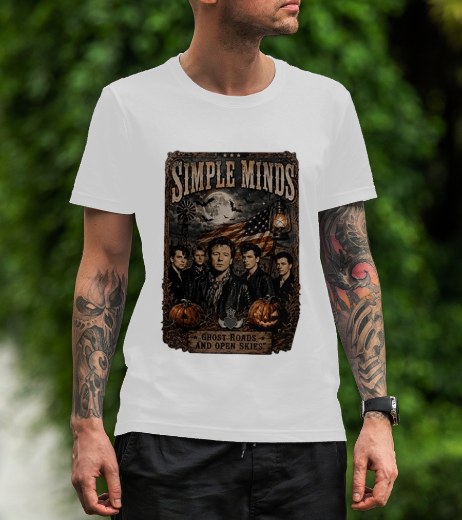 Simple Minds Band Ghost Roads And Open Skies Vintage American Flag T-Shirt