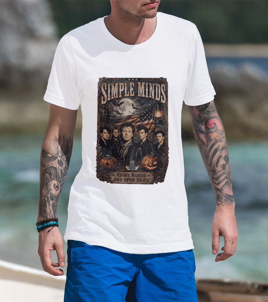 Simple Minds Band Ghost Roads And Open Skies Vintage American Flag T-Shirt