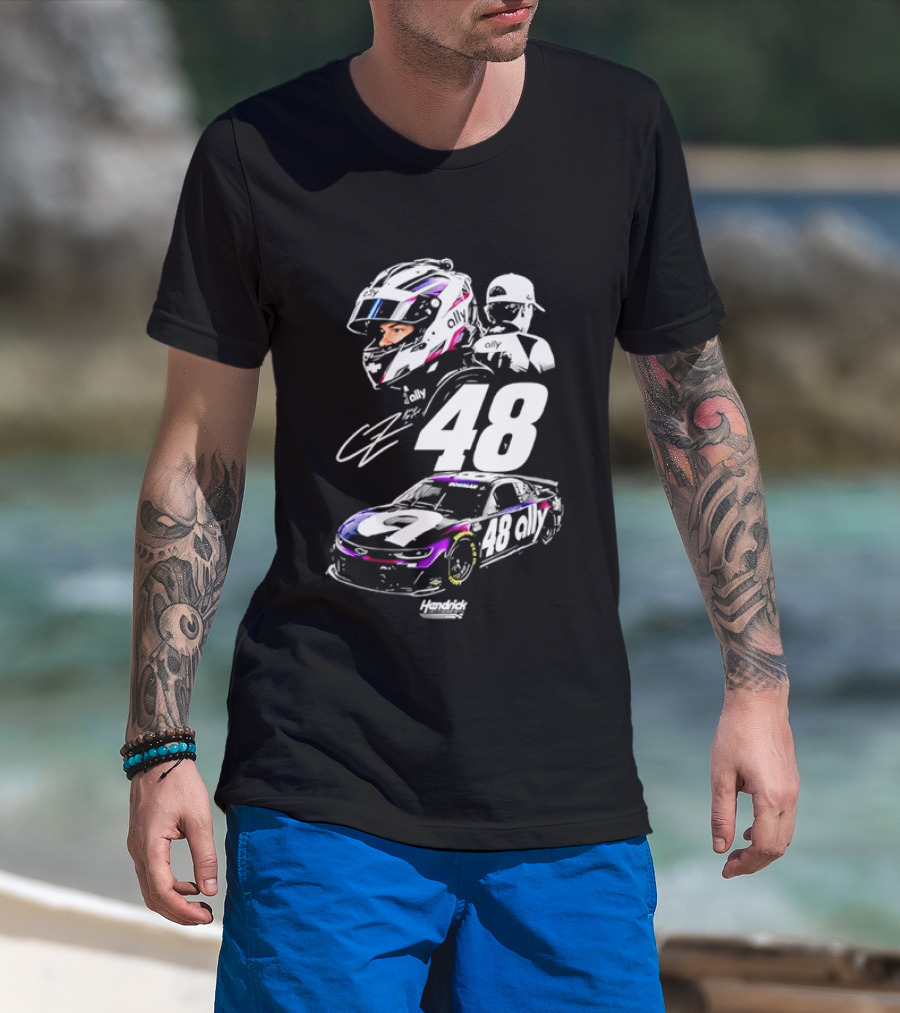 Alex Bowman 48 Ally Racing Helmet Car Hendrick Motorsports T-Shirt