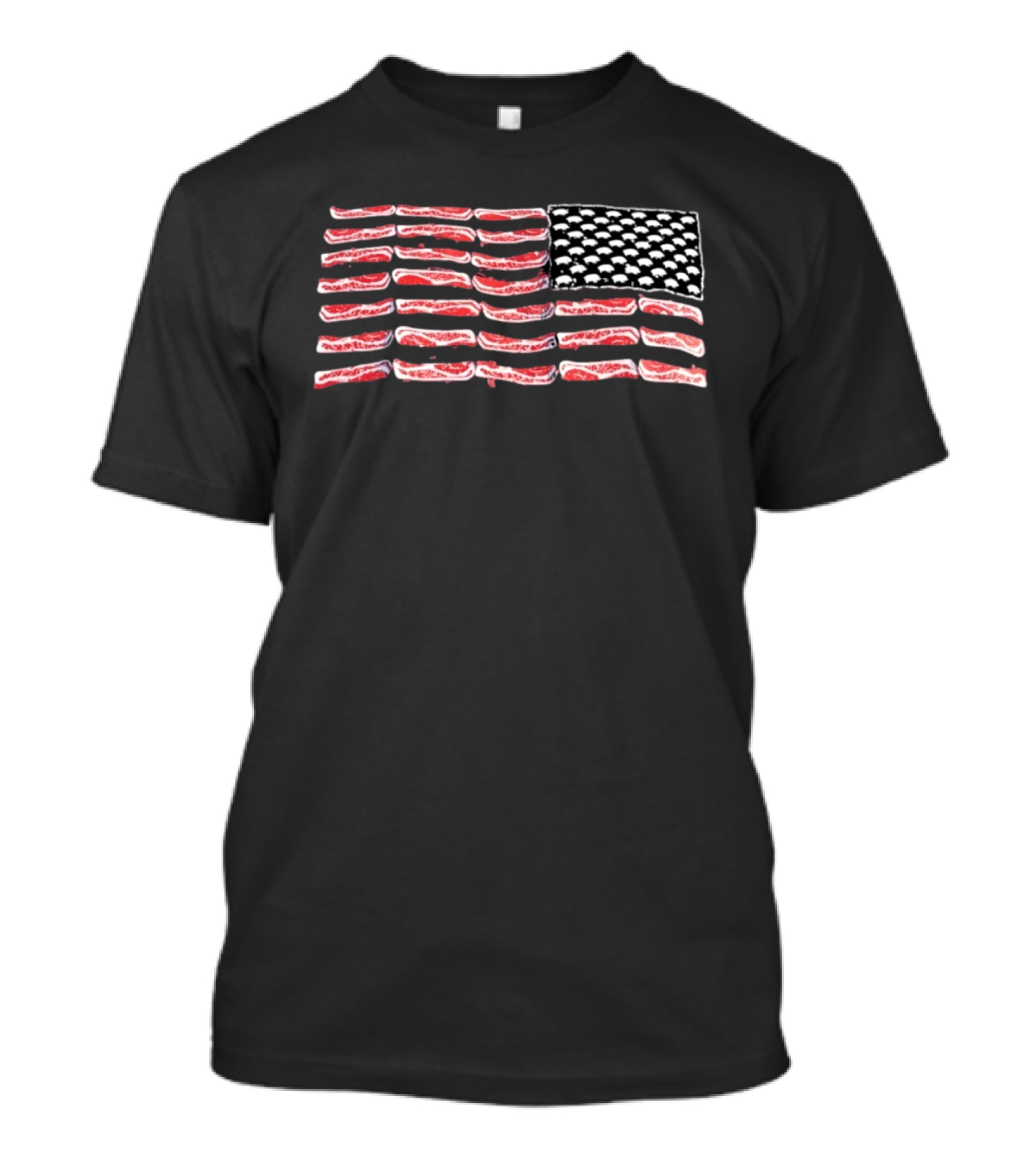 American Flag Bacon Strips With Pigs Pork Lover T-Shirt