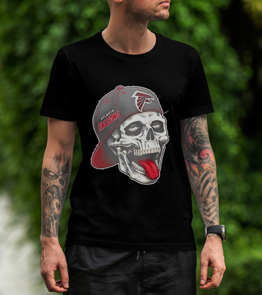 Atlanta Falcons Skull Cap Tongue Out Sports Fan T-Shirt