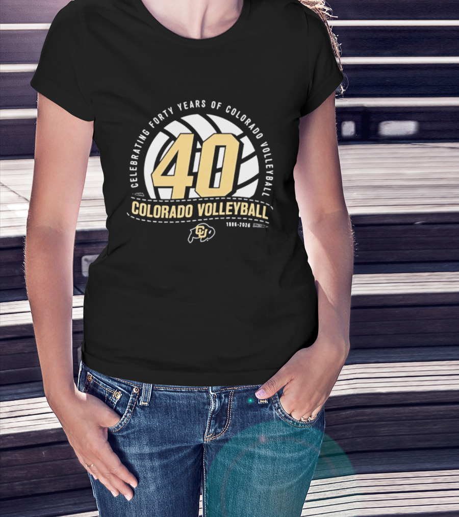 Celebrating Forty Years Of Colorado Volleyball 1986 2026 40th Anniversary Buffs T-Shirt