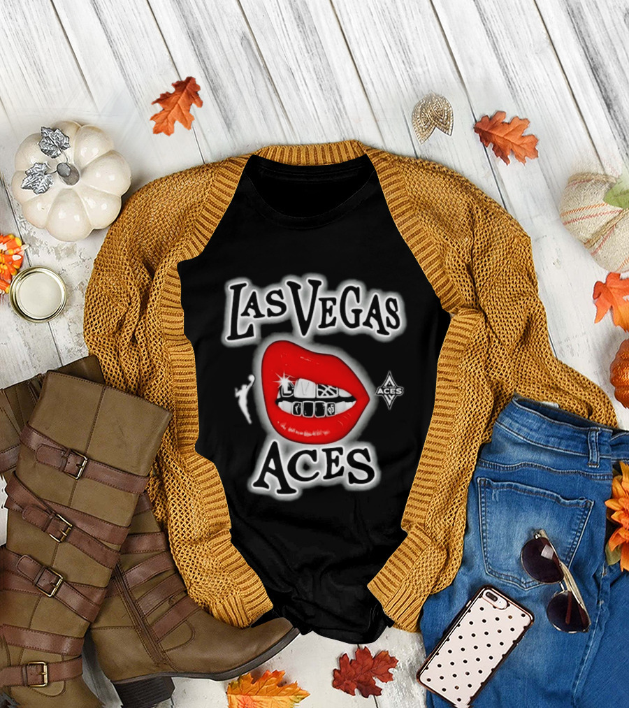 Las Vegas Aces Playa Society Lips WNBA Basketball T-Shirt