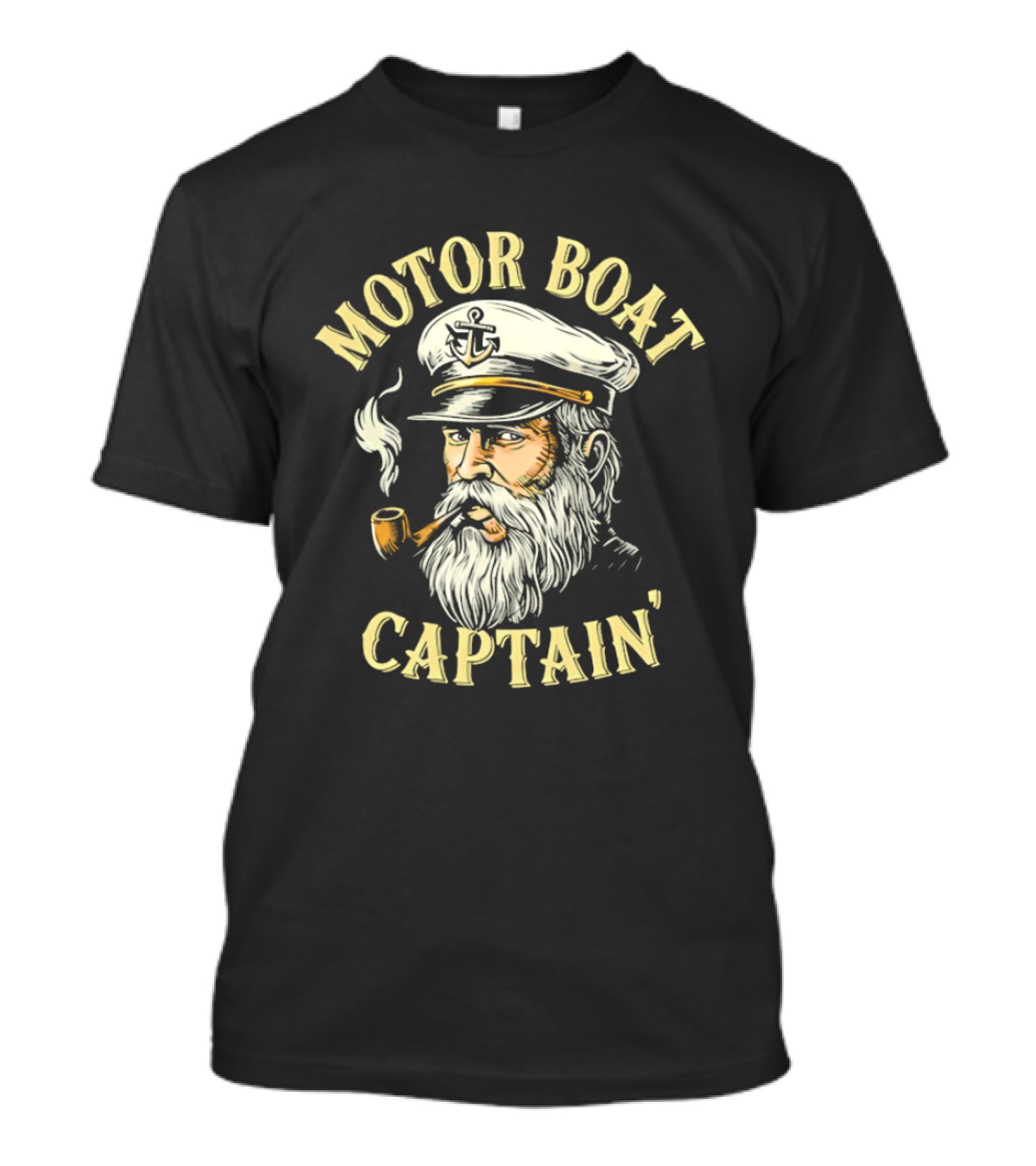 Motor Boat Captain Nautical Sea Sailor Pipe Smoking Beard T-Shirt