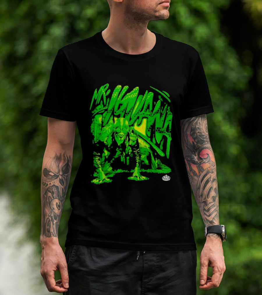 Mr Iguana AAA Lucha Libre Wrestler Crouching Masked Green Creature T-Shirt