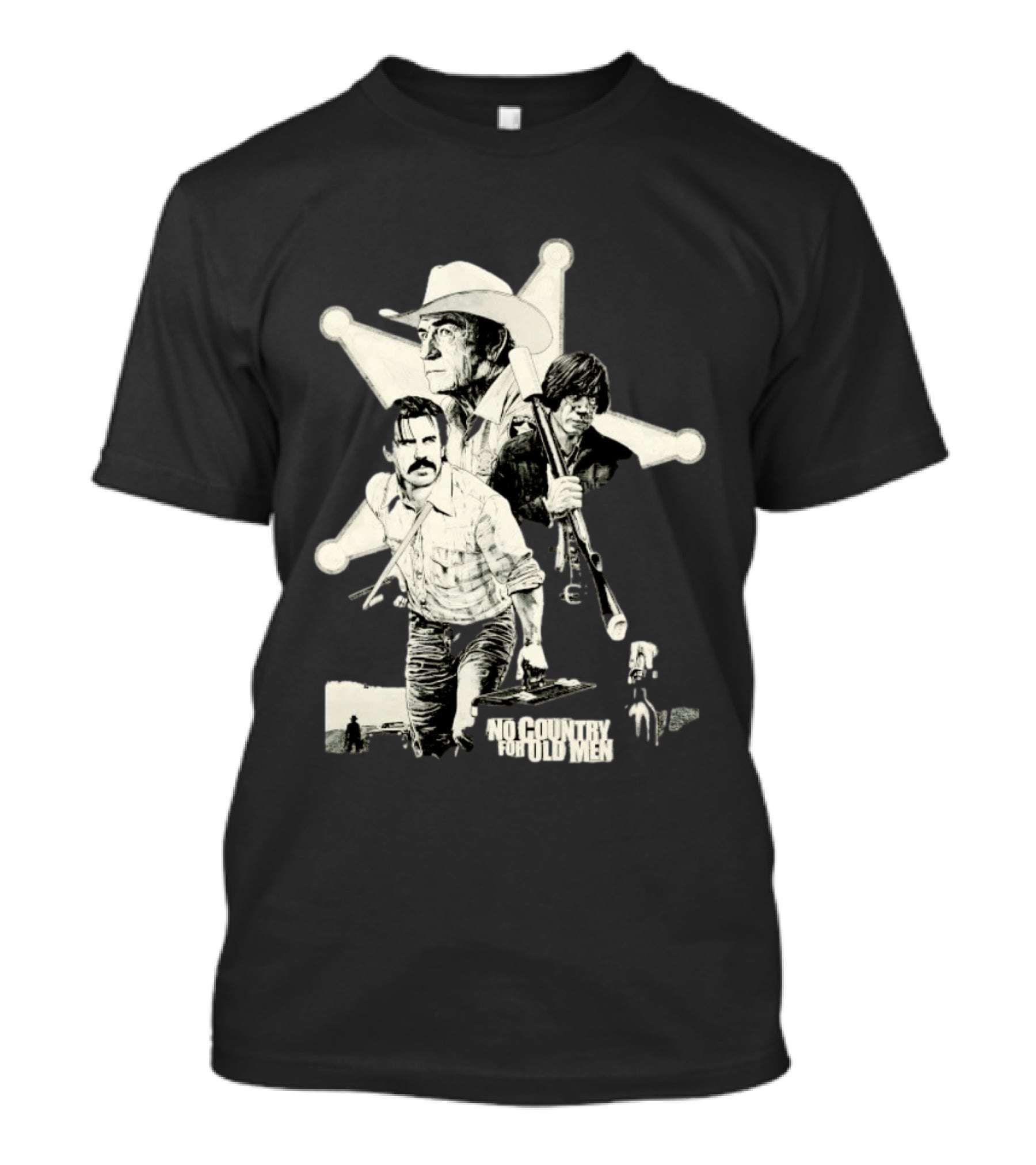 No Country For Old Men Movie Cast Art Javier Bardem Josh Brolin Tommy Lee Jones T-Shirt