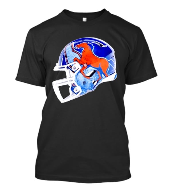 Denver Broncos Horse Helmet Blue And Orange NFL Team Gear T-Shirt