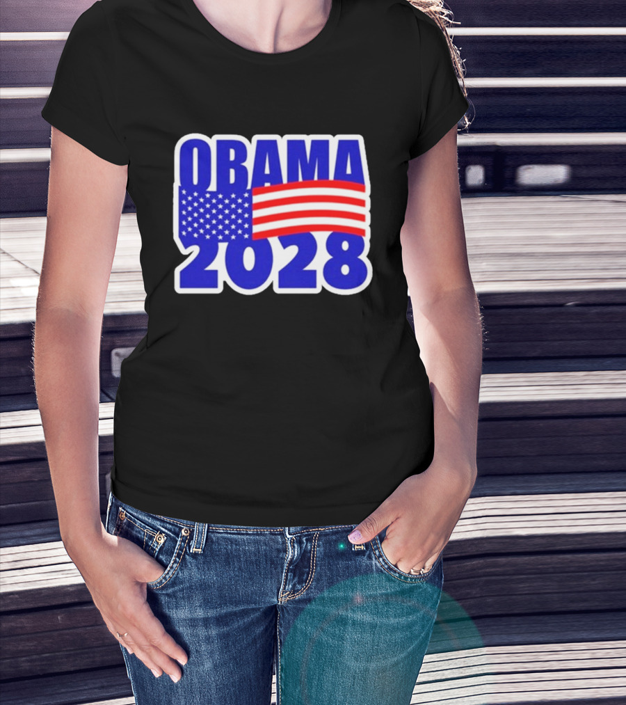 Obama 2028 American Flag Campaign T-Shirt
