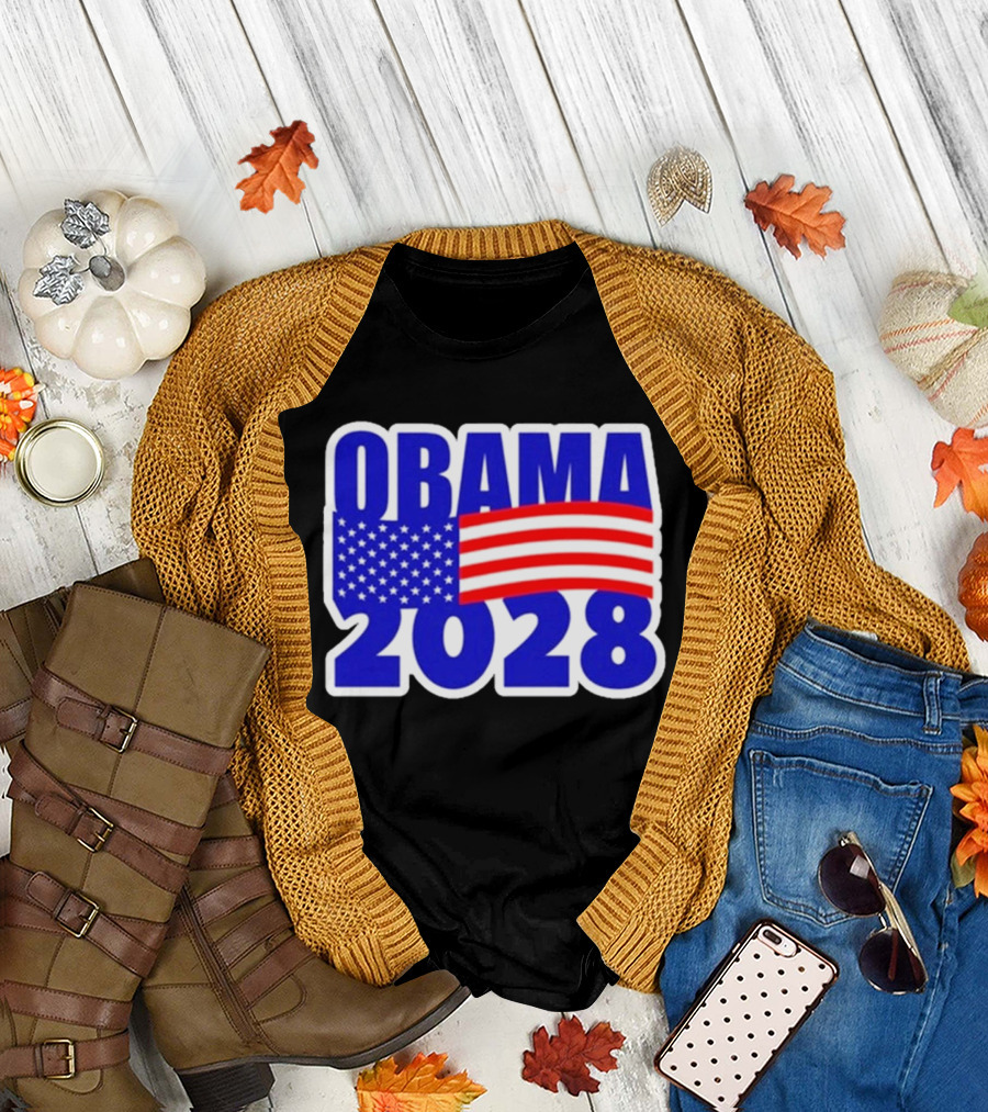 Obama 2028 American Flag Campaign T-Shirt