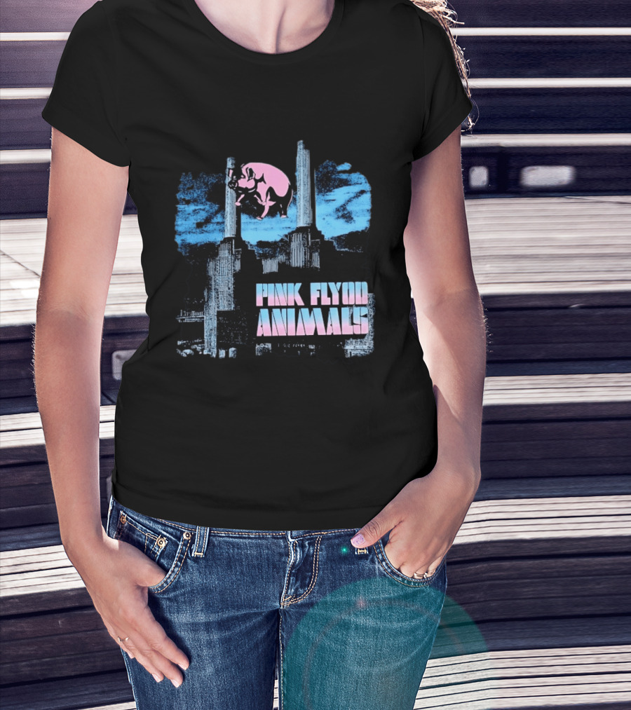 Pink Floyd Animals Album Cover Flying Pig Battersea Power Station T-Shirt