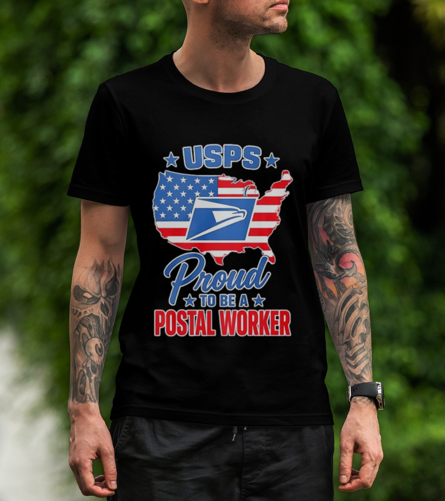 USPS Proud Postal Worker Mail Carrier USA Map T-Shirt