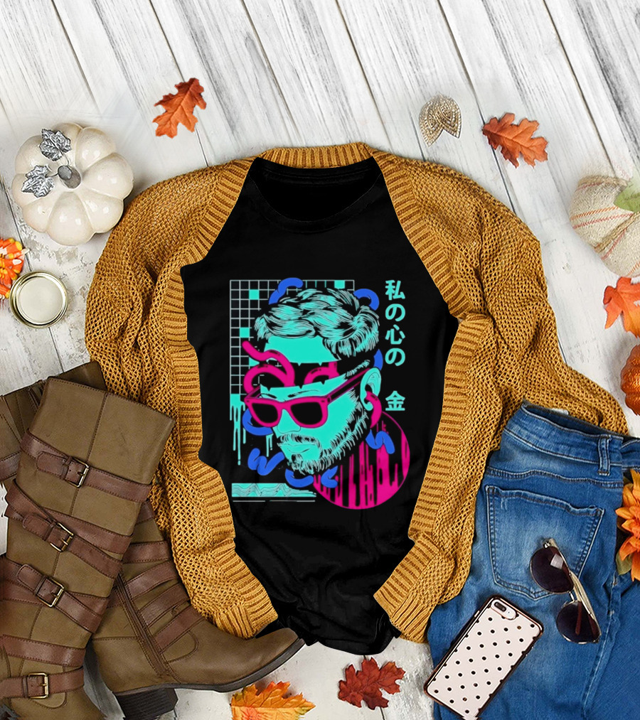 Vaporwave Aesthetic Japanese Text My Heart's Money Neon T-Shirt