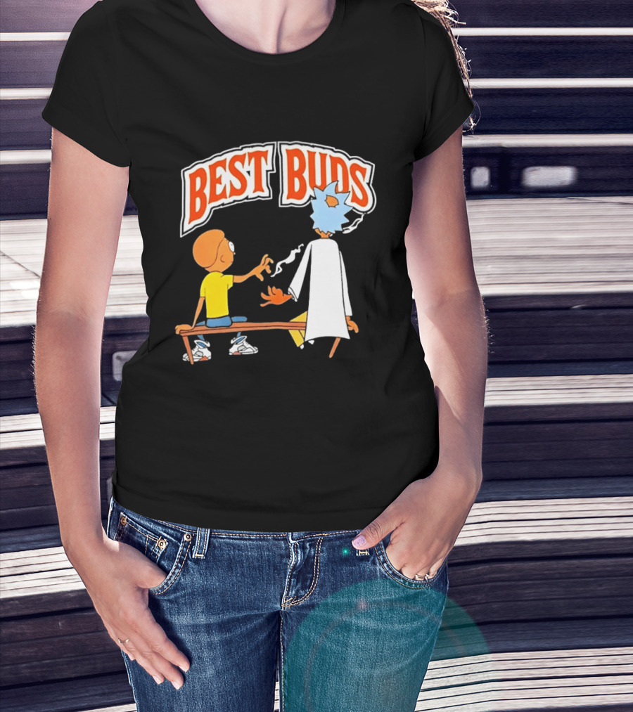 Rick And Morty Best Buds Adult Swim Cartoon Smoking Bench Scene T-Shirt