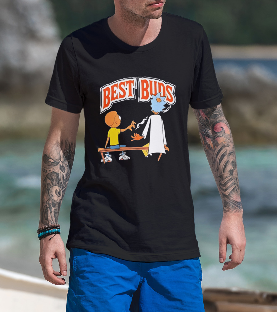 Rick And Morty Best Buds Adult Swim Cartoon Smoking Bench Scene T-Shirt