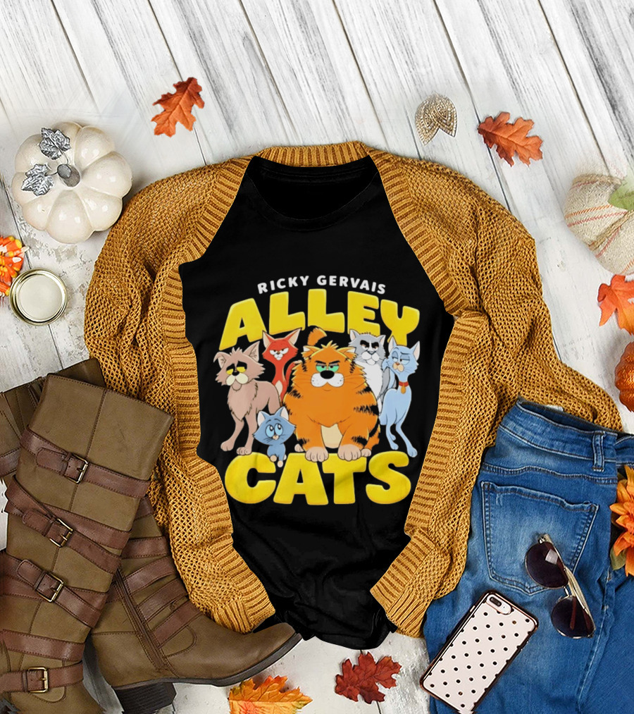 Ricky Gervais Alley Cats Cartoon Friends T-Shirt