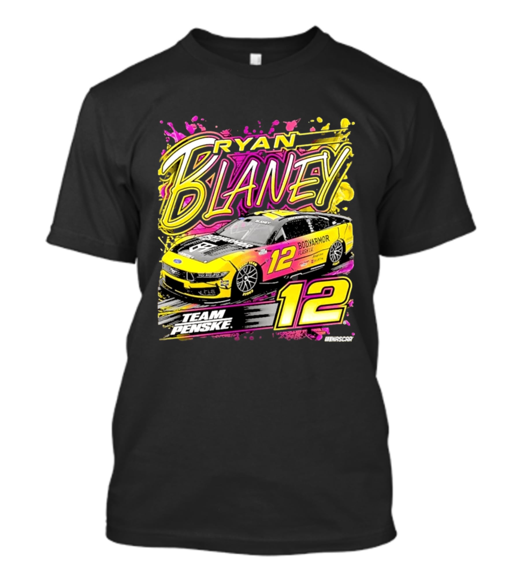 Ryan Blaney Team Penske BodyArmor Flash I.V. Car Number 12 NASCAR T-Shirt