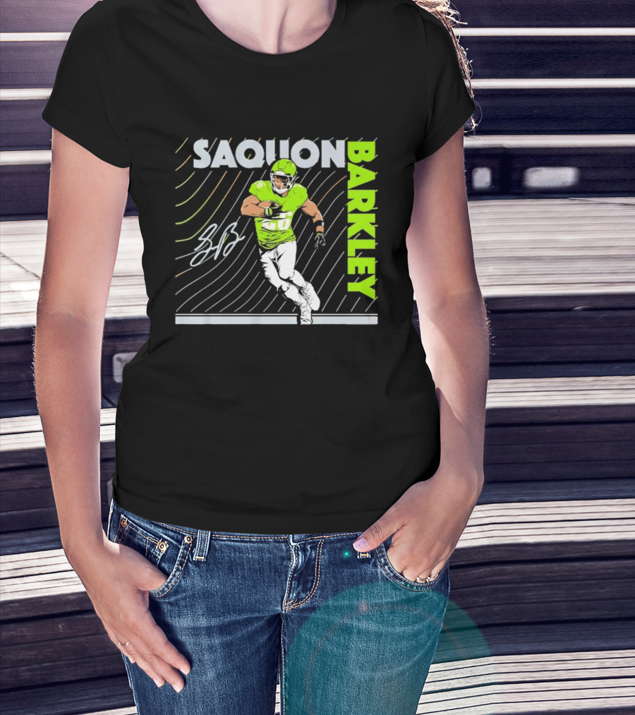 Saquon Barkley 26 Running Back Neon Green Philadelphia Eagles T-Shirt