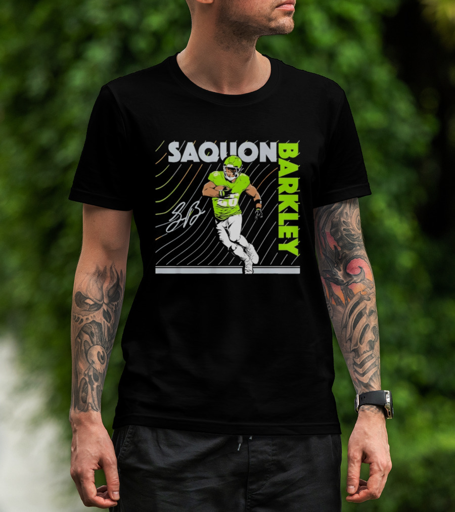 Saquon Barkley 26 Running Back Neon Green Philadelphia Eagles T-Shirt