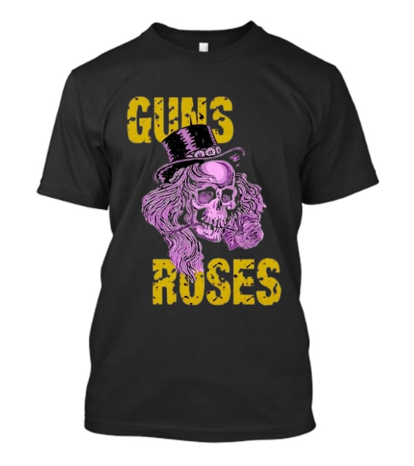 Guns N' Roses Distressed Skull With Top Hat And Roses T-Shirt