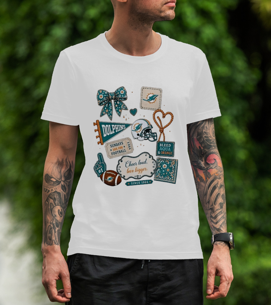 Miami Dolphins Cheer Loud Bleed Aqua Sundays Since 1966 T-Shirt