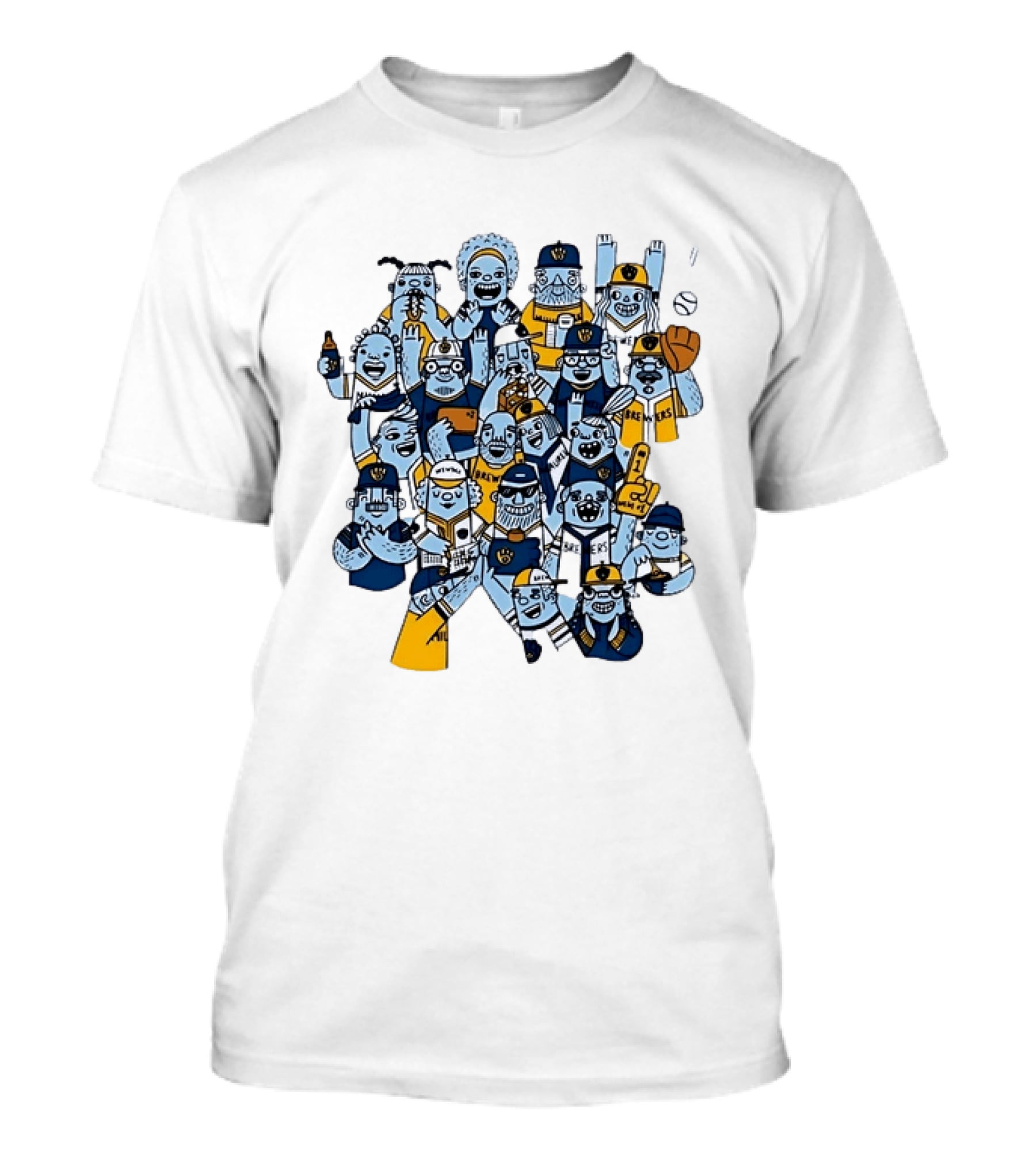 Milwaukee Brewers Fan Cartoon Characters Baseball Crowd T-Shirt