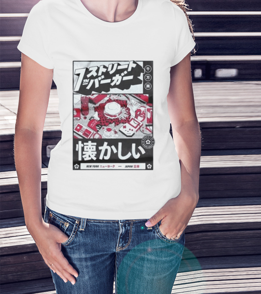 Natsukashii Street Burger New York Japan Retro Gaming T-Shirt