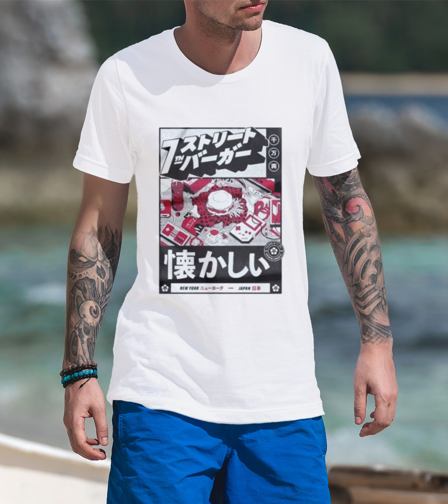 Natsukashii Street Burger New York Japan Retro Gaming T-Shirt