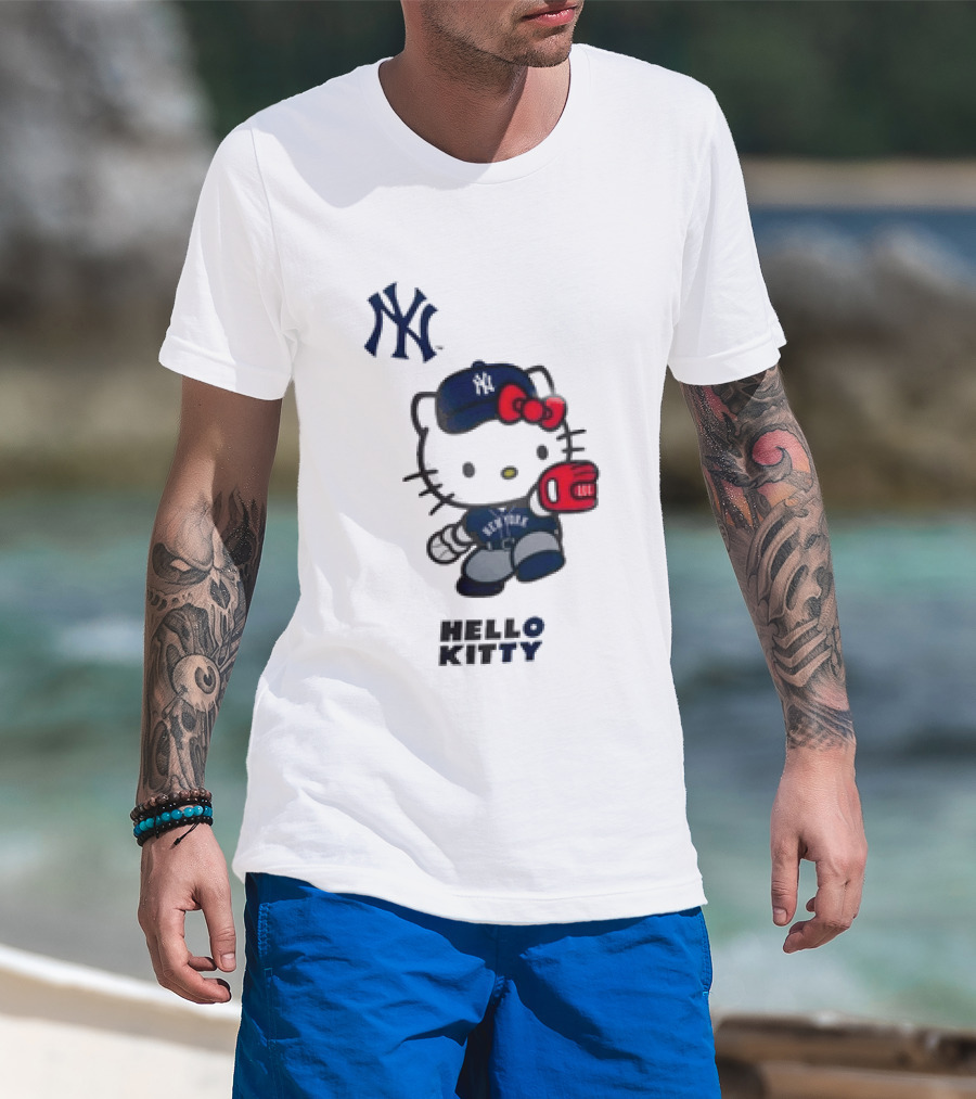 New York Yankees Hello Kitty Baseball Catcher Outfit T-Shirt