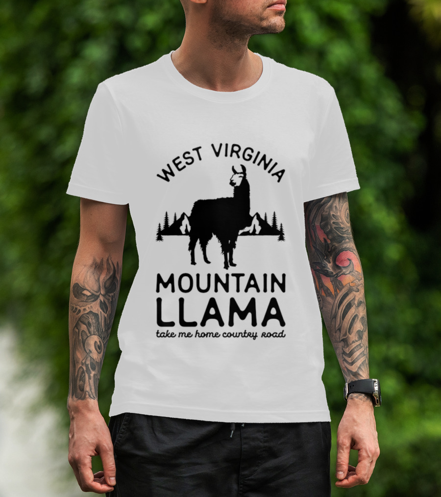 West Virginia Mountain Llama Take Me Home Country Road T-Shirt
