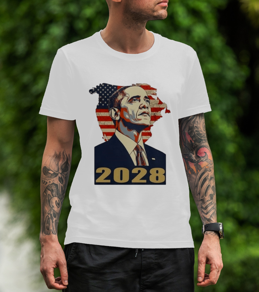 Obama 2028 With American Flag T-Shirt
