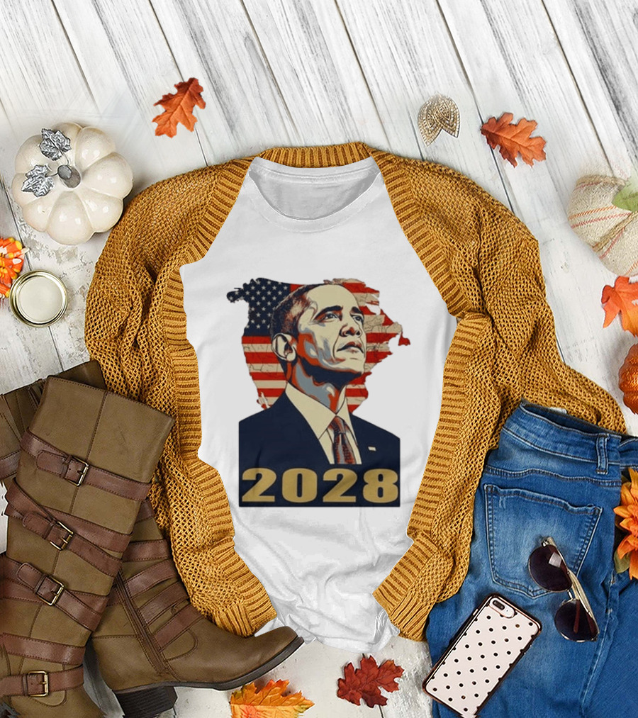 Obama 2028 With American Flag T-Shirt