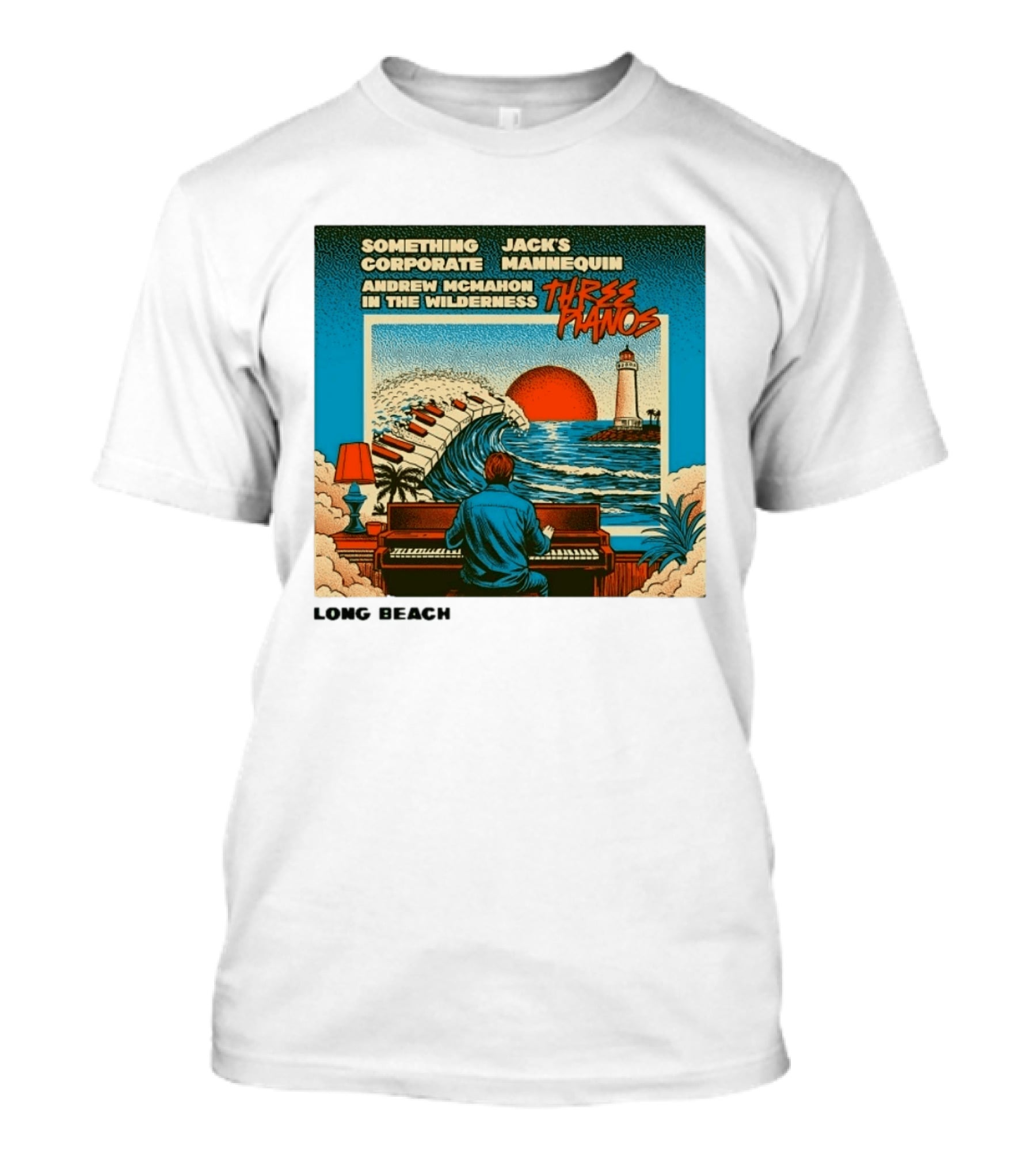 Andrew McMahon Three Pianos Long Beach Concert T-Shirt