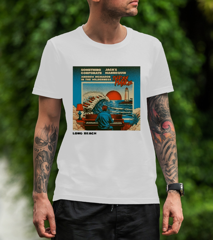 Andrew McMahon Three Pianos Long Beach Concert T-Shirt