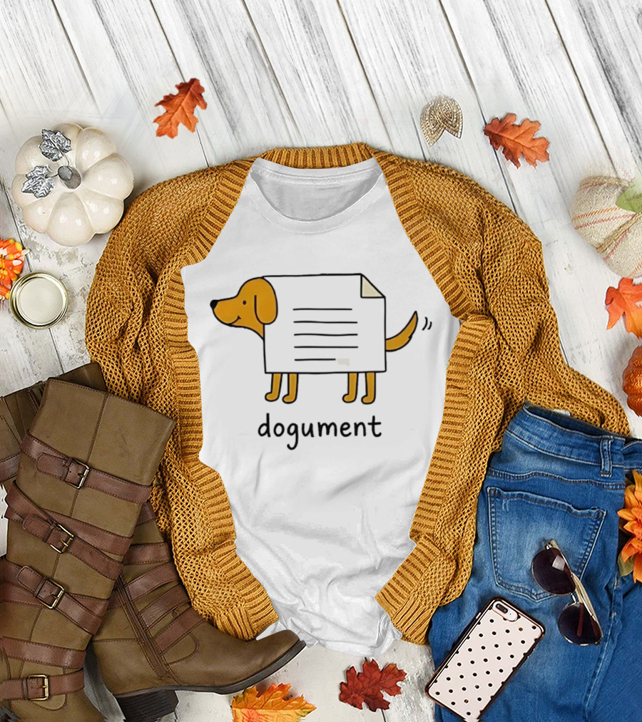 Dogument Dog Paper Pun Document Office T-Shirt