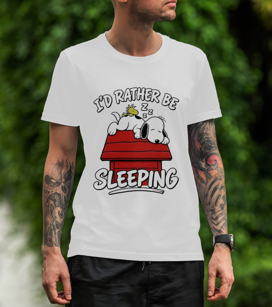 I’d Rather Be Sleeping Snoopy And Woodstock T-Shirt
