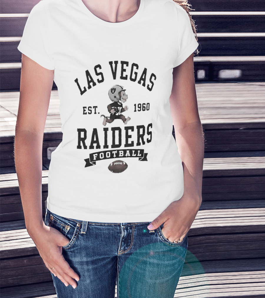 Las Vegas Raiders X Monkey Running Football Est 1960 T-Shirt