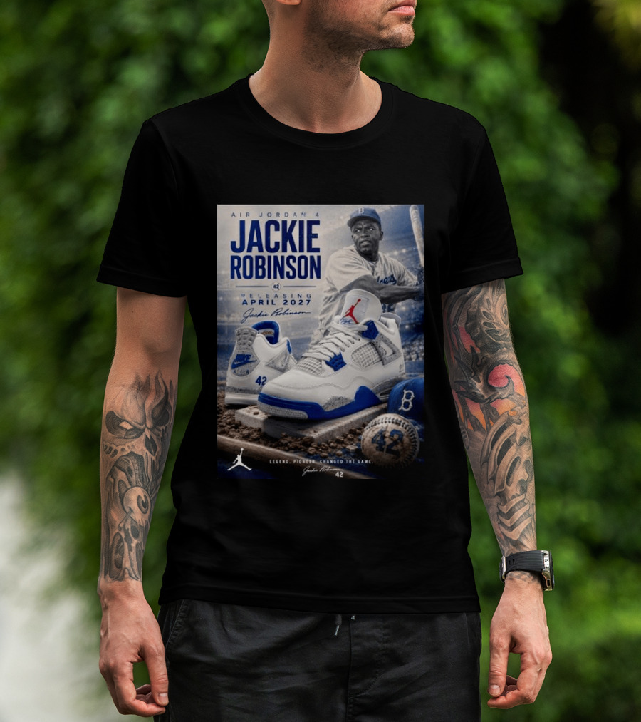 Air Jordan 4 Jackie Robinson April 2027 Release Baseball Legend 42 Nike Dodgers T-Shirt